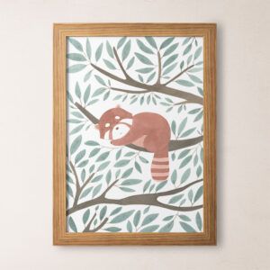 Lámina animalitos oso panda rojo