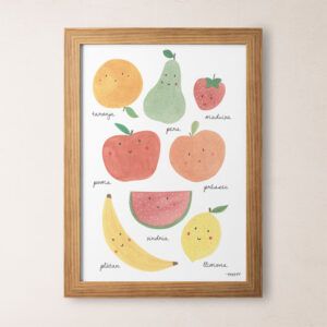 Lámina educativa con frutas