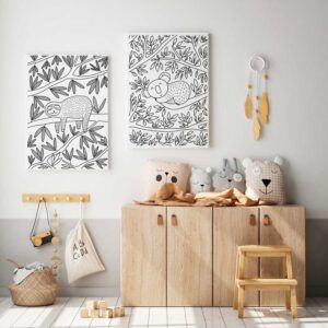 Láminas para pintar, animales del árbol