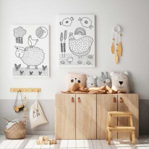 Láminas para pintar, animales de granja